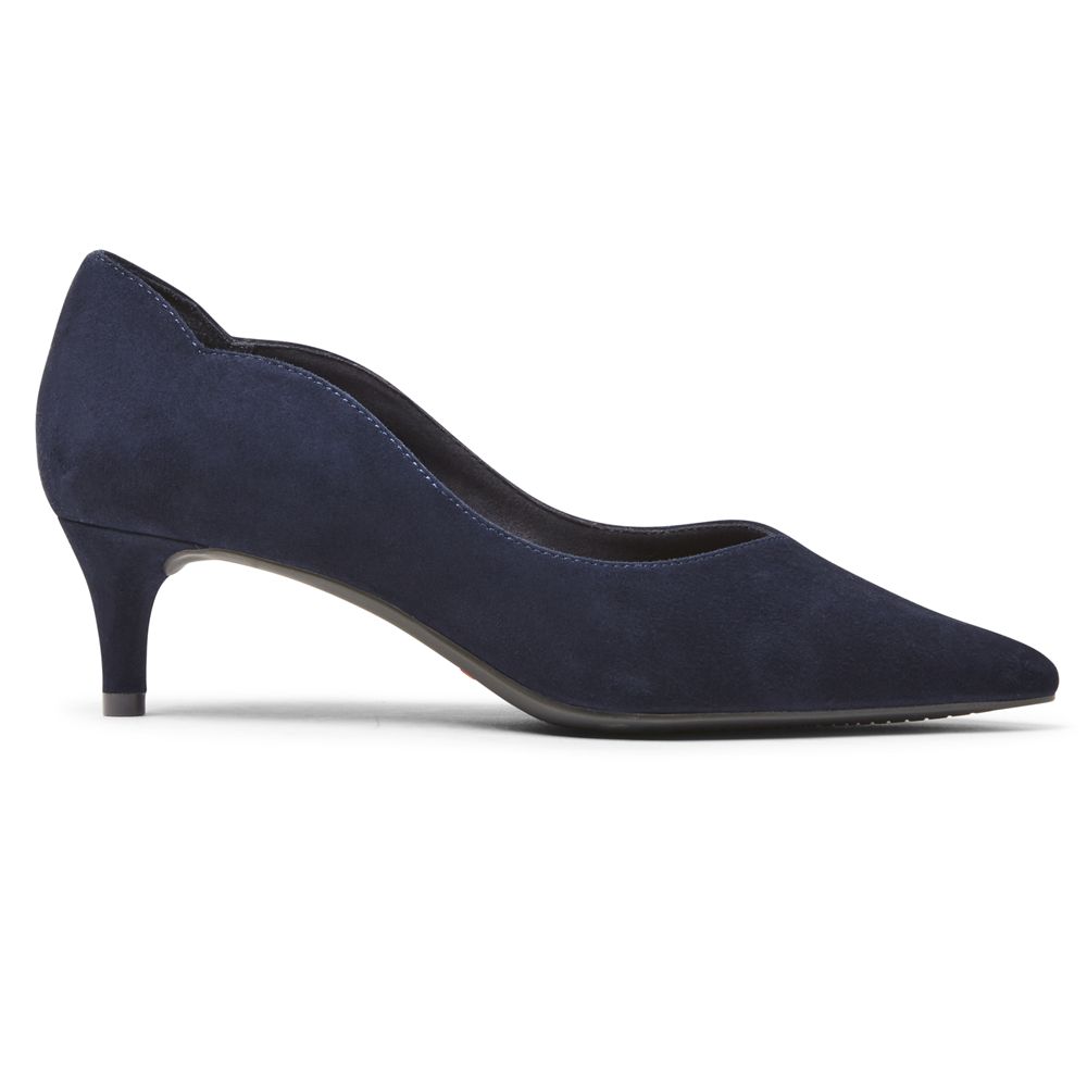 Pantofi Cu Toc Rockport Dama Total Motion Noelle Scalloped-Back Heel Bleumarin - Romania 2370-QLCAG